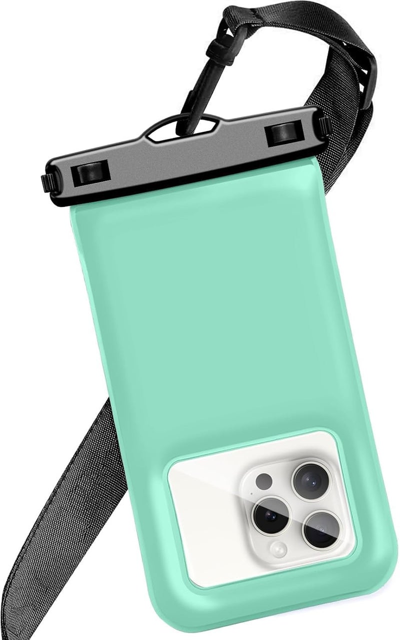 Foweroty Floatable Soap Bubble Waterproof Phone Pouch/Case with Crossbody Lanyard for iPhone 17 Series 16 Pro Max/15 Pro/14/13/12, IP68 Cellphone Dry Bag Beach Cruise Ship Essentials, 1 Pack-Green-7″ - Image 1